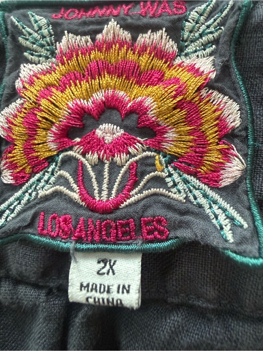 Johnny Was Kaluhi Tunic Dress 2X Lagenlook Boho Embroidered 100% Linen Tropical - Picture 3 of 12